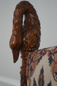 71387: Pair Large Swan Carved Mahogany Throne Chai