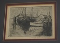 F71647: Vintage Ship Boat Dock Black & White Penci