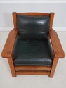 71348: STICKLEY Eastwood Mission Oak Leather Chair