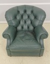 F58281: Green Leather Tufted Back Writer's Chair