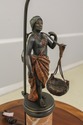 F58370EC: Bronze Figural Lamp Woman & Baskets On M