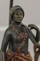 F58370EC: Bronze Figural Lamp Woman & Baskets On M