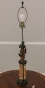 F58370EC: Bronze Figural Lamp Woman & Baskets On M