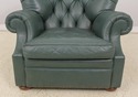 F58281: Green Leather Tufted Back Writer's Chair