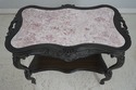 L66603: French Ebonized Marble Top Rolling Bar Car
