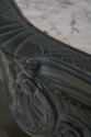 L66603: French Ebonized Marble Top Rolling Bar Car