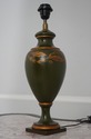 F29325C: Pair CAPITOL Wood Paint Decorated Urn Lam