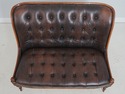  L71572: Napoleon II Style Tufted Leather Mahogany