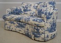  F71611: KINDEL Toile Blue And White Upholstered L