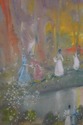 F71523: A. SIDERIS Impressionist Lake Scene Oil Pa