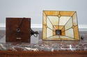 73788: STICKLEY Mission Oak Slag Glass Table Lamp