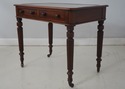 74028: English Antique 2 Drawer Mahogany Leather T