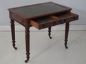 74028: English Antique 2 Drawer Mahogany Leather T