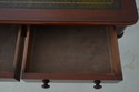 74028: English Antique 2 Drawer Mahogany Leather T