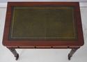 74028: English Antique 2 Drawer Mahogany Leather T