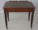 74028: English Antique 2 Drawer Mahogany Leather T