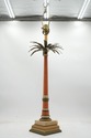 F73924: Pair Vintage Wood & Tole Palm Table Lamps