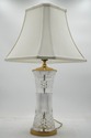 LF73827: WATERFORD Crystal & Brass Table Lamp w. S