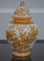 LF64966EC: Pair Yellow Chinoiserie Decorated Lidde