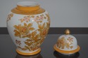 LF64966EC: Pair Yellow Chinoiserie Decorated Lidde