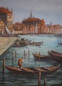 F64981EC: Large Framed Venice Gondola Oil Painting