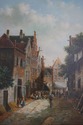 F64982EC: European Village Street Framed Oil Paint