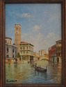 F64977EC: Framed Venice Gondola Scene Oil Painting