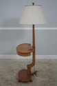 F60912EC: Neoclassical Burl Walnut Floor Lamp Tabl