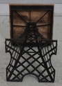 69401: Pair Metal Base Wood Top Eiffel Tower End T