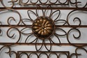 F74014: Hanging Scrolled Iron Wall Art w. Gold Fin