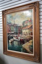 F73970: VICENZO Artist Signed Sailboat Harbor Oil 