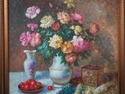 F73938: Large Floral Still Life Oil Painting on Ca