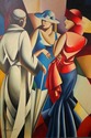 F73969: ZANCISCO Art Deco 3 Lady Oil Painting On C