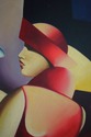 F73969: ZANCISCO Art Deco 3 Lady Oil Painting On C