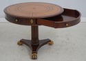 L74058: MAITLAND SMITH Round Mahogany Leather Top 