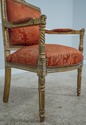 61017EC: Pair French Louis XV Gold Gilt Damask Uph