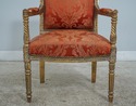 61017EC: Pair French Louis XV Gold Gilt Damask Uph