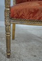 61017EC: Pair French Louis XV Gold Gilt Damask Uph