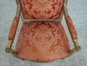 61017EC: Pair French Louis XV Gold Gilt Damask Uph