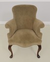 56604EC: Velvet Upholstered Queen Anne Mahogany Ch