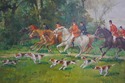 F69187: CACCIA INGLESE Italian Hunt Scene Oil Pain