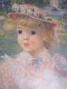 F41698: Gold Framed Print Of Girl w. Doll - Signed