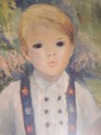 F41699: Gold Framed Print Of Boy w. Basket - Signe