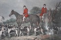 F54644: Vintage Framed Engraving Print Of Horses &