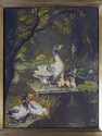 F41718: Oil Painting On Canvas Ducks On Pond - Sig