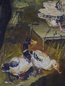F41718: Oil Painting On Canvas Ducks On Pond - Sig