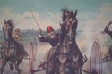 F54652: Vintage Currier & Ives Horse Race Colored 