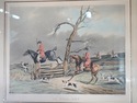F54657: Vintage Framed Engraving Of Horse & Dog Hu