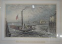 F51621: Engraving Print Of Ferry In New York