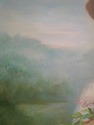 F74131: Girl With Flowers Framed Oil on Canvas Pai